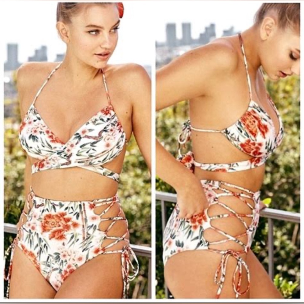 🌺We Are HAH Hi Kini Lace-Up Hi Kini Bikini Bottoms | Rare Swimwear BOTTOMS ONLY